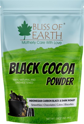 Bliss of Earth Black Cocoa Powder Unsweetened Carbon Black Dark Roast for Cooking & Baking 1kg Cocoa Powder(1 kg)