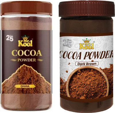 Mr.Kool Ghana Cocoa Powder & Dark Brown Premium Cocoa Powder 100 gm Combo for Chocolate Cake Baking, Brownie, Muffins (Cocoa Ghana & Dark Brown) Cocoa Powder(2 x 100 g)