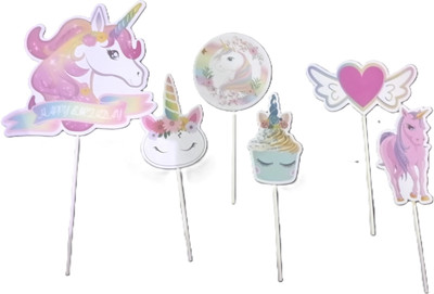 Adwitiya Cake Topper(Pink Pack of 6)