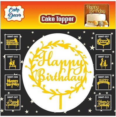 CAKE DECOR Cake Decor™ Mirror Finshing Acrylic Cake Topper Happy Birthday Round Cake Topper(Gold Pack of 1)