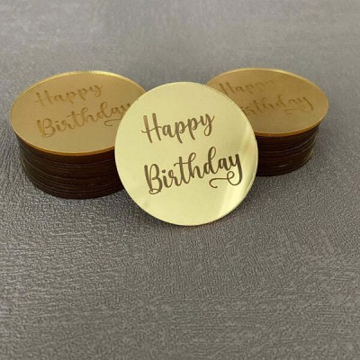Pooja Gallery Round Happy Birthday Charms Cake Topper Cake Topper(Gold Pack of 50)