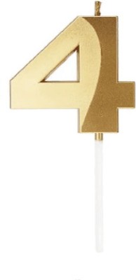 Xila Magic Number 4 Cake Candle (Gold) Cake Topper(Gold Pack of 1)