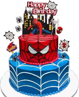 RG Accessories Spiderman Theme Cake Topper Cake Topper(Red, Blue Pack of 1)