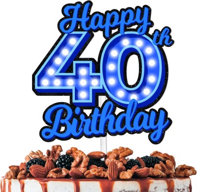 Festiko Blue Happy 40th Birthday Cake Topper, 40th Birthday Cake Topper Cake Topper(Multicolor Pack of 1)