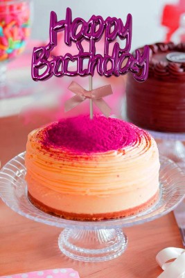 FUNCART happy birthday pink cake topper Cake Topper(Pink Pack of 1)