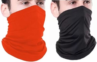 plutoprom Orange, Black Bike Face Mask for Men & Women(Size: Free,  Balaclava)