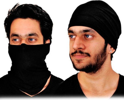 Run India Black Helmet Skull Cap for Men & Women(Size: Free,  Balaclava)
