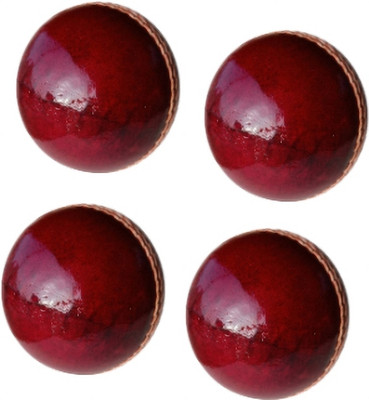 HHS SPORTS Cricket Leather Ball Red 4 Piece A Cricket Leather Ball(Standard, Pack of 4)
