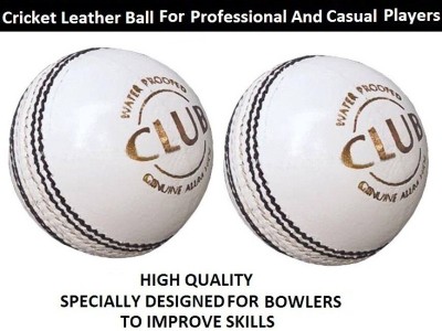 VIBCO Sports Leather Club Cricket Ball White (2Part) Cricket Leather Ball(Pack of 3, White)