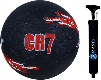 RASCO MOULDED RUBBER CR7 RED WITH PUMP Football - Size: 5(Standard, Pack of 1, Red, Black)