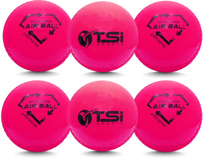 TSI SPORTS Wind Ball Air Ball Fluorescent Pink Standard Size Indoor&Outdoor Street&Beach/ Cricket Synthetic Ball(Standard, Pack of 6, Pink)