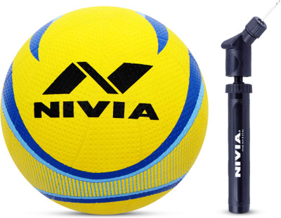 NIVIA Craters Volleyball (Blue/Yellow) Size - 4 With Ball Pump Volleyball - Size: 4(Standard, Pack of 1)