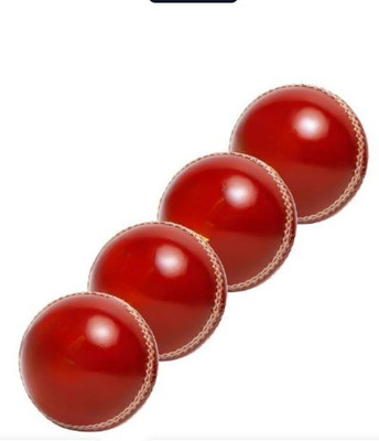 KAVORA Premium Red Leather Cricket Ball for Practice A-Grade Ball for Outdoor Training Cricket Leather Ball(Kids, Pack of 4, Red)