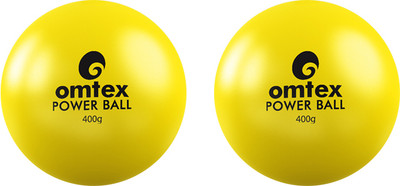 omtex Weighted Powered Balls 400 g for Hitting, Batting and Pitching Training - Yellow Cricket Rubber Ball(Standard, Pack of 2)