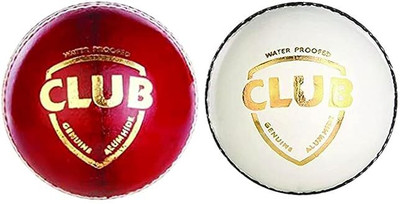 HTM Club Leather Cricket Ball Two Piece Club Size Cricket Ball Match, Practice Ball Cricket Leather Ball(Standard, Pack of 2, White, Red)