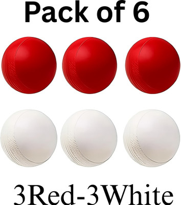 Vikas 3 RED 3 WHITE Heavy Plastic Cricket Ball Cricket Training Ball(Kids, Pack of 6, Multicolor)