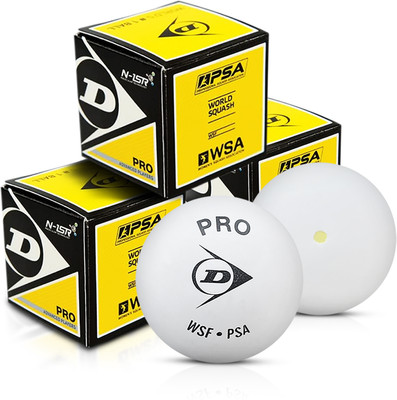DUNLOP D1SB700118 White Yellow Single Dot Squash Ball(Standard, Pack of 1)