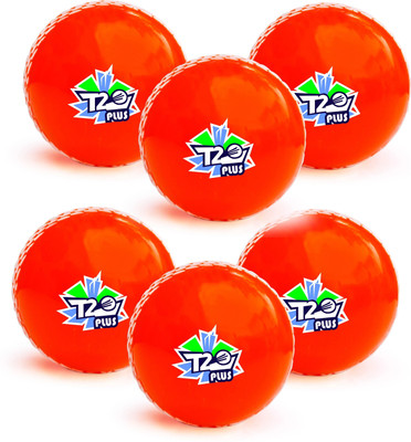 Jaspo T-20 Plus Practice Cricket /Wind Balls for Indoor & Outdoor Street Cricket Synthetic Ball(Standard, Pack of 6, Orange)