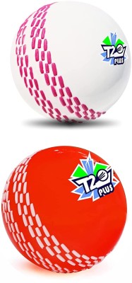 Jaspo T-20 Plus (PACK-OF-2) Practice Cricket Ball/Wind Balls (125-130 GMS) Cricket Synthetic Ball(Pack of 2, White, Red)