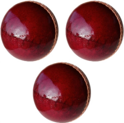 HHS SPORTS Cricket Leather Ball Red 4 Piece A Cricket Leather Ball(Standard, Pack of 3)