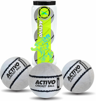 Jaspo Activo Tennis Cricket Ball, 66mm, Wool Felt, 80g, High Bounce Rubber Core. Cricket Tennis Ball(Standard, Pack of 3, White)