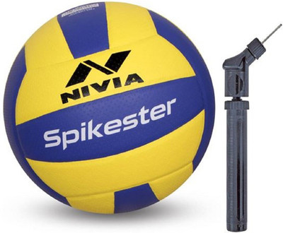 NIVIA Spikester Volleyball + Double Action Air Pump Volleyball - Size: 4(Standard, Pack of 2, Multicolor)