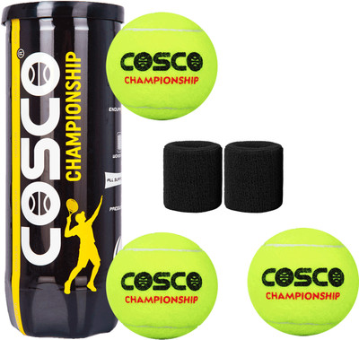 COSCO Championship Tennis Ball | Lawn Tennis Ball | Wrist Band | Pack of 3 Ball Tennis Ball(Standard, Pack of 1, Yellow)