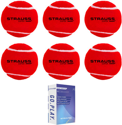 Strauss Heavy Weight Soft Tennis Ball for Street Match| Lawn| Park| Cricket Tournament Cricket Tennis Ball(Standard, Pack of 6, Red)