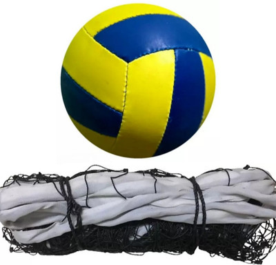 clark classic yellow blue rubber volleyball with net m Volleyball - Size: 4(Standard, Pack of 1)