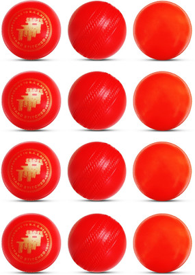 TrofT Red Non Toxic Plastic Cricket Ball (50 Gm Per Ball) Cricket Training Ball(Standard, Pack of 6, Red)