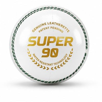 Jaspo Super-90 Leatherette Cricket Ball for Outdoor Play|PU Core|Hand Stitched Finish| Cricket Leather Ball(Standard, Pack of 1, White)
