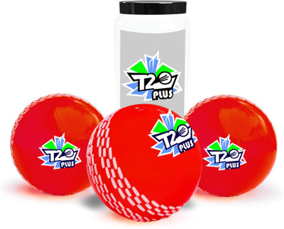 Jaspo T-20 Plus Practice Cricket /Wind Balls for Indoor & Outdoor Cricket Synthetic Ball(Standard, Pack of 3, Red)
