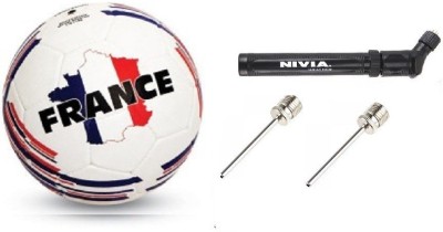 NIVIA Combo Of Three, One Country Colour (France) Football, One Ball Pump and Two Needle- Football - Size: 5(Pack of 1, Multicolor)