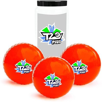 Jaspo T-20 Plus Practice Cricket Ball/Wind for - Indoor & Outdoor Street & Beach Cricket Synthetic Ball(Standard, Pack of 3, Orange)