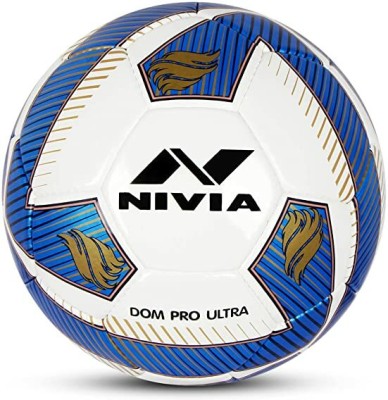 NIVIA Dom Pro Ultra PU Rubber Moulded / Soccer Ball-Size-5 (DOM04), Blue Football - Size: 5(Pack of 1)