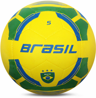 VECTOR X Brasil Rubber Moulded Football - Size: 5(Standard, Pack of 1, Green, Yellow)