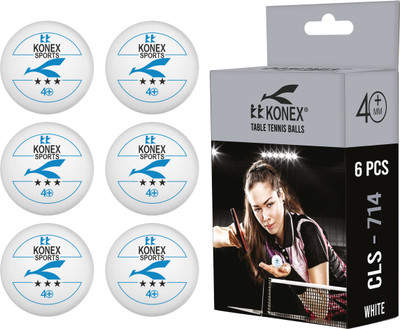 Konex Plastic White Table Tennis Ball(Standard, Pack of 6)