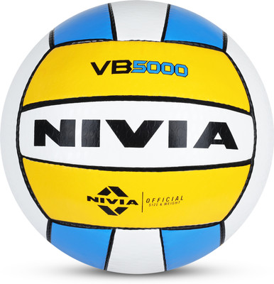 NIVIA PU - 5000 Volleyball - Size: 4(Standard, Pack of 1, White, Blue, Yellow)