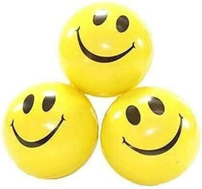 The GreeK Smiley Face Squeeze Ball Yellow Ball Stress Reliver Ball Soft Ball Foam Ball(Standard, Pack of 6, Yellow)