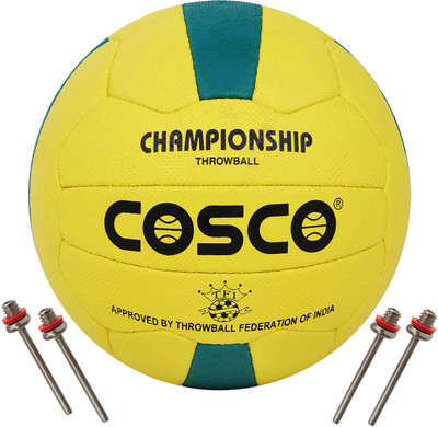 COSCO Championship Throwball With 4 Extra Needle Throw Ball - Size: 5(Standard, Pack of 1, Yellow, Blue)