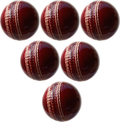 HHS SPORTS Cricket Leather Ball Red 4 Piece A Cricket Leather Ball(Standard, Pack of 6)