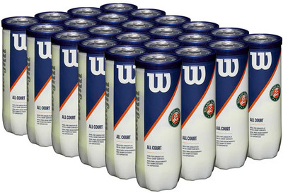 WILSON WRT126400 ROLAND GARROS ALL 24 Can Tennis Ball(Standard, Pack of 72)