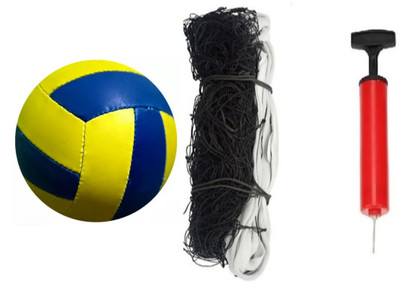 clark classic yellow blue volleyball with nylon net and pump r21 Volleyball - Size: 4(Standard, Pack of 1)
