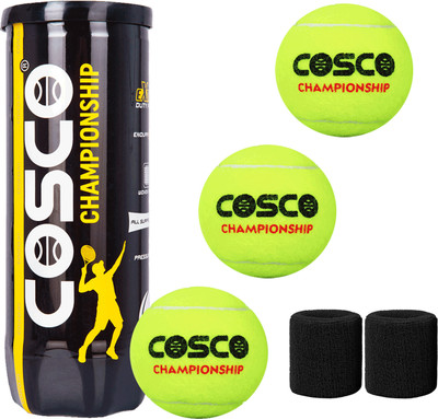 COSCO Championship Tennis Ball (Pack of 3) With Wrist Band Tennis Ball(Standard, Pack of 1)