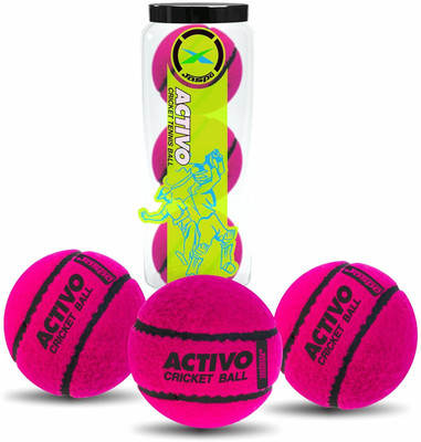 Jaspo Activo Tennis Cricket Ball, 66mm, Wool Felt, 80g, High Bounce Rubber Core. Cricket Tennis Ball(Standard, Pack of 3, Pink)