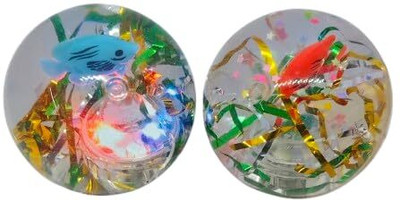 KFENTERPRISE Toys Bouncing led Light with Glitter Water Ball 65mm Novelty Jumping Flashing Jumping Ball(Standard, Pack of 2)