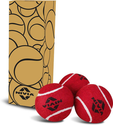 NIVIA Cricket Tennis Ball Heavy Weight Cricket Tennis Ball(Standard, Pack of 3, Red)