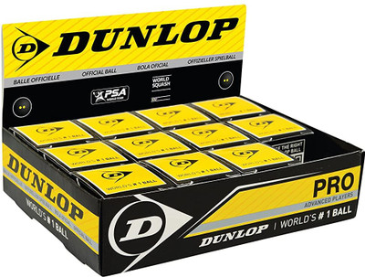 DUNLOP Pro Double Dot Rubber Squash Ball (Black) Squash Ball(Standard, Pack of 12)