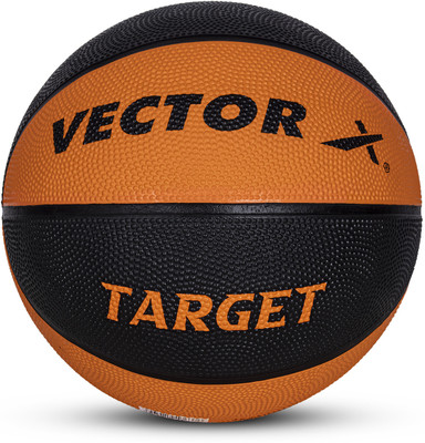 VECTOR X Target Indoor & Outdoor Rubber Moulded Soft Practice Sports Ball Basketball - Size: 5(Kids, Pack of 1, Orange)