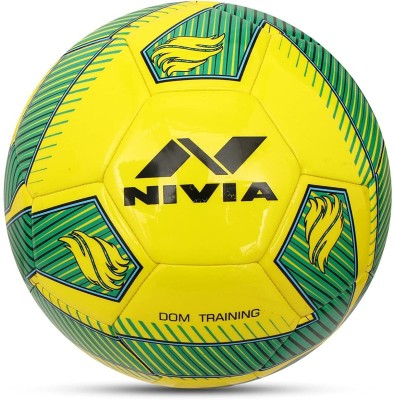 NIVIA Dom Training PU Rubber Moulded Soccer Ball-,Size-5 (DOM10), Yellow Football - Size: 5(Pack of 1)